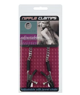 Spartacus Adjustable Alligator Nipple Clamps wSilver Chain