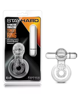 Blush Stay Hard Vibrating Tongue Ring  10 Function Clear