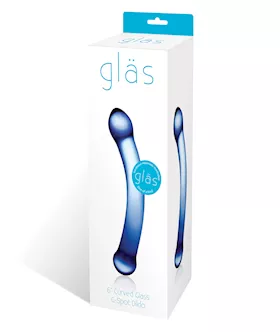 Glas 6quot Curved GSpot Glass Dildo  Blue
