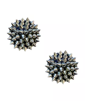 Neva Nude Burlesque Bowser Spike Pleather Reusable Silicone Pasties  SilverBlack OS