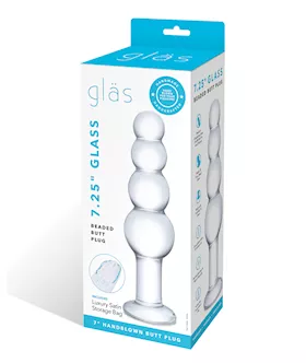 Glas 725quot Glass Beaded Butt Plug  Clear