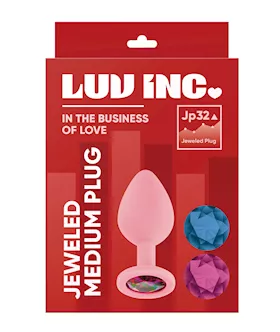Luv Inc Jeweled Silicone Butt Plug wThree Stones  Medium Light Pink