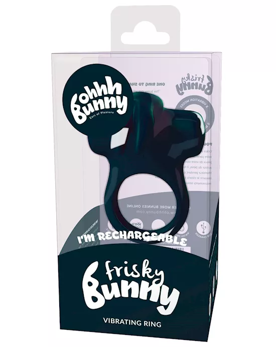Vedo Frisky Bunny Rechargeable Vibrating Ring - Black Pearl