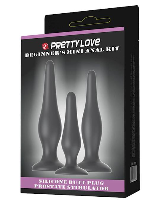Pretty Love Beginner039s Mini Anal Kit  Black Set of 3