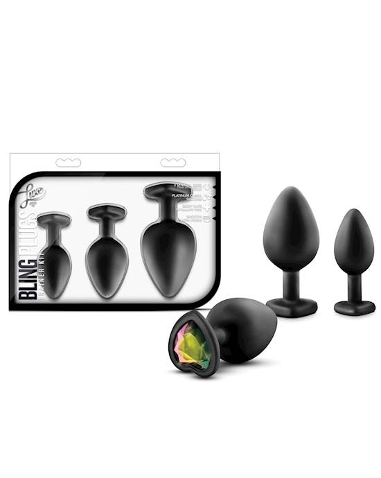 Blush Luxe Bling Plugs Training Kit  Black wRainbow Gems