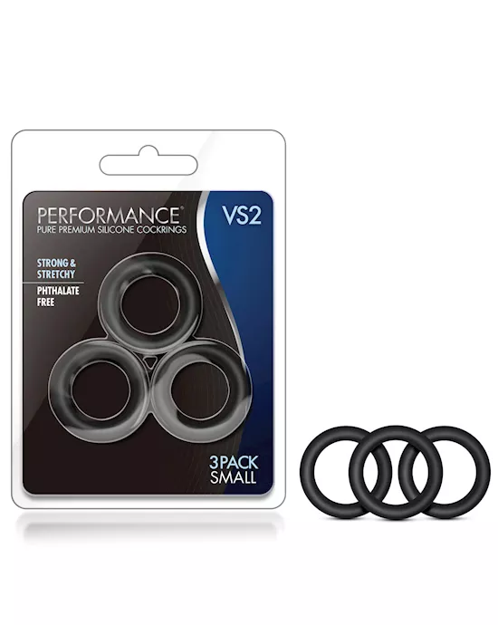 Blush Performance Vs2 Pure Premium Silicone Cockrings Small - Black