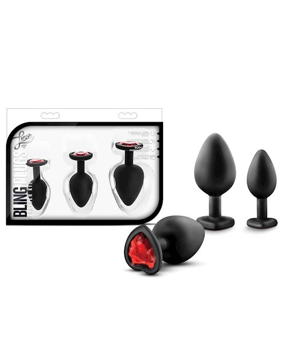 Blush Luxe Bling Plugs Training Kit  Black wRed Gems