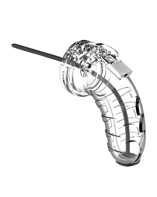 Shots Man Cage 4.5" W/silicone Urethral Sounding - Clear