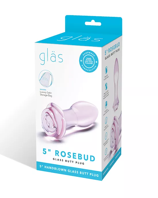 Glas 5" Rosebud Glass Butt Plug - Pink
