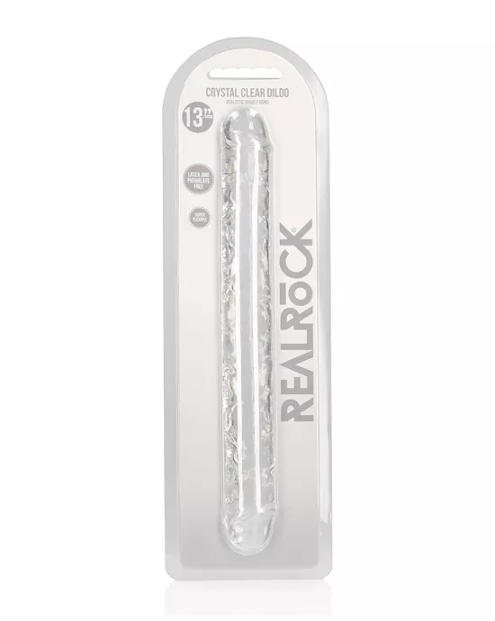 Shots RealRock Crystal Clear 13" Double Dildo - Transparent