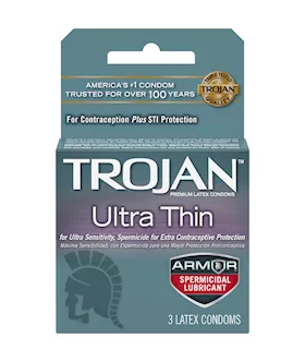 Trojan Ultra Thin Armour Spermicidal Condoms 3 Pack