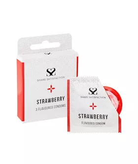 Share Satisfaction Strawberry Flavoured Condom 3 Pack
