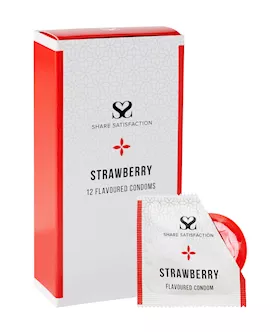 Share Satisfaction Strawberry Flavoured Condom 12 Pack