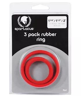 Spartacus Rubber Cock Ring Set  Red Pack of 3