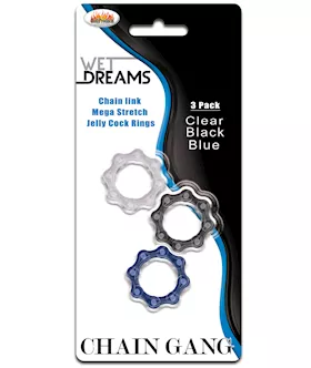 Wet Dreams Chain Gang Cock Rings  Asst Pack of 3