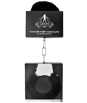 Shots Ouch Furry Pleasure Handcuffs  Black