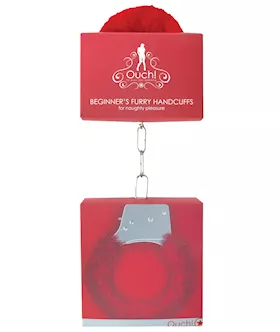 Shots Ouch Beginner039s Handcuffs Furry  Red