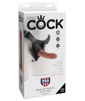 King Cock StrapOn Harness w6quot Cock  Tan