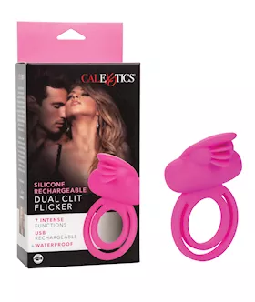 Silicone Rechargeable Dual Clit Flicker Enhancer  Pink