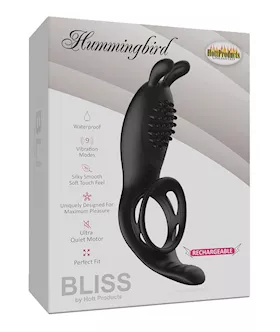 Bliss Hummingbird Vibrating Cock Ring  Black