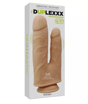 Skinsations Duplexx Vibrating amp Rotating Double Dildo  Flesh
