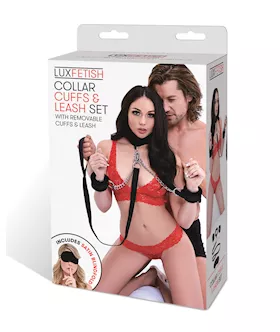 Lux Fetish Collar Cuffs amp Leash Set  Removable