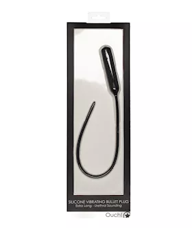 Shots Ouch Extra Long Urethral Sounding Silicone Vibrating Bullet Plug  Black