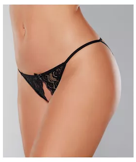 Adore Luv Web Strappy Open Front Panty Black OS