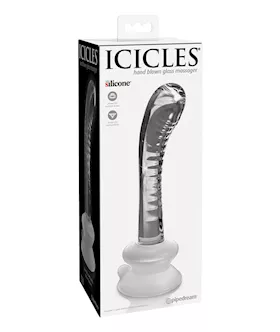 Icicles No 88 Hand Blown Glass GSpot Massager wSuction Cup   Clear