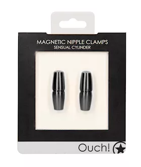 Shots Ouch Sensual Cylinder Magnetic Nipple Clamps  Black