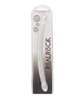 Shots RealRock Crystal Clear 17quot Double Dildo   Transparent