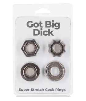 Got Big Dick 4 Pack Cock Rings  Black