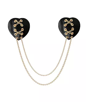 Neva Nude Two Heart Chained Pasties  Black OS