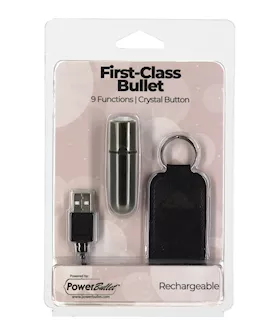 First Class Mini Rechargeable Bullet wCrystal  9 Functions Gun Metal