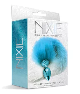 Nixie Metal Butt Plug wFaux Fur Tail  Blue Metallic
