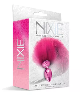 Nixie Metal Butt Plug wFaux Fur Tail  Pink Metallic