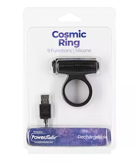 Cosmic Cock Ring wRechargeable Bullet  9 Functions Black
