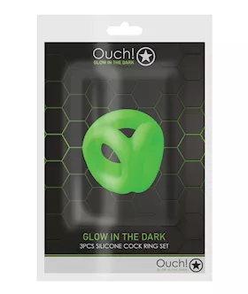 Shots Ouch Cock Ring & Ball Strap - Glow In The Dark