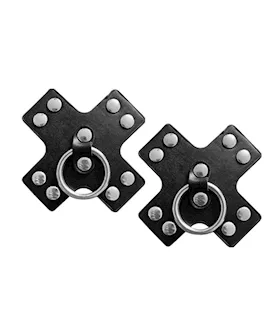 Nipplicious Seducer Leather Pasties wRing  Black