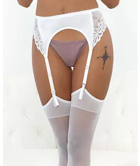 Satin amp Lace Garterbelt White MD