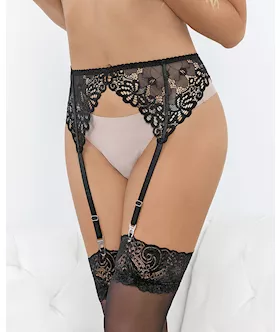 Lace Romance Garterbelt Black MD