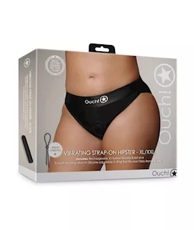 Shots Ouch Vibrating Strap On Hipster Black XLXXL