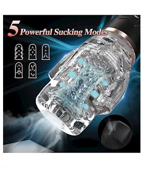 Sucking & Vibrating Blowjob Sucker - Black