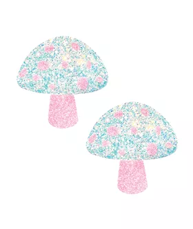 Neva Nude Black Light Glitter Shroom Pasties  PinkWhite OS