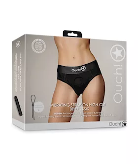 Shots Ouch Vibrating Strap On HighCut Brief Black XSS