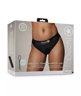 Shots Ouch Vibrating Strap On Hipster Black ML
