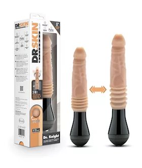 Blush Dr Skin Silicone Dr Knight Thrusting Gyrating Vibrating Dildo  Beige