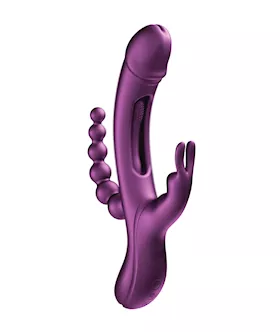 Trilux Kinky Finger Rabbit Vibrator w Anal Beads  Purple
