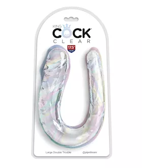 King Cock Clear Large Double Trouble Dildo  Clear