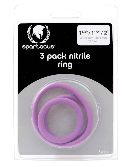 Spartacus Nitrile Cock  Ring Set  Purple Pack of 3
